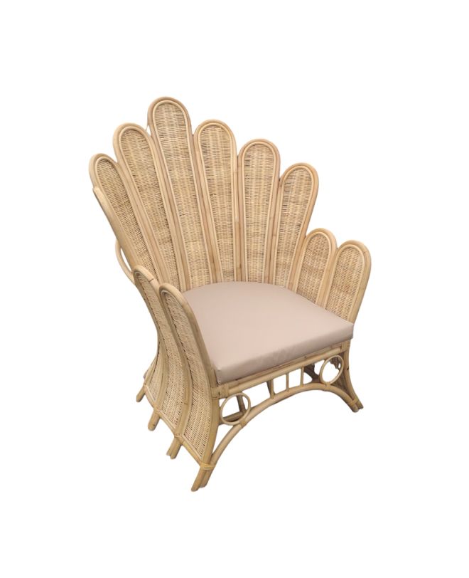 Πολυθρόνα Fragia Inart με μπεζ μαξιλάρι-φυσικό rattan 85x96x120εκ