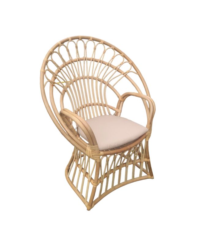 Πολυθρόνα Boloni Inart με μπεζ μαξιλάρι-φυσικό rattan 96x70x120εκ