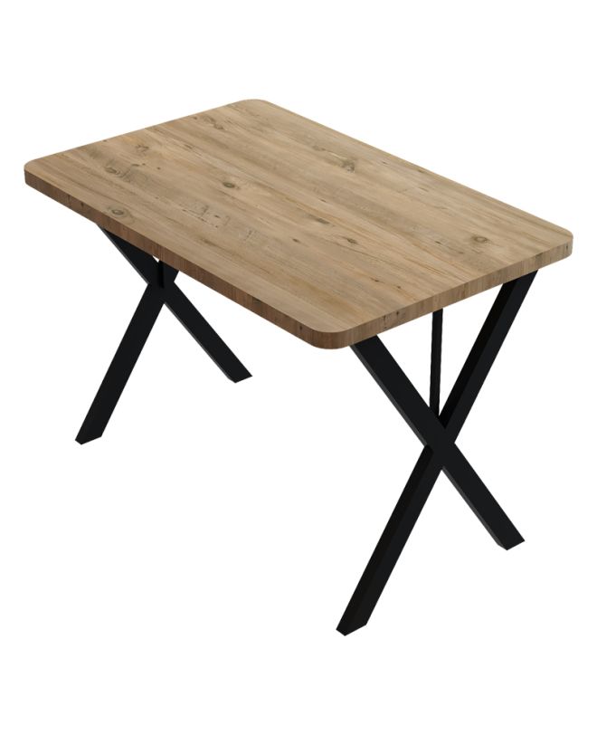 Τραπέζι Zeryin oak μελαμίνης-μαύρο μέταλλο 110x70x75εκ