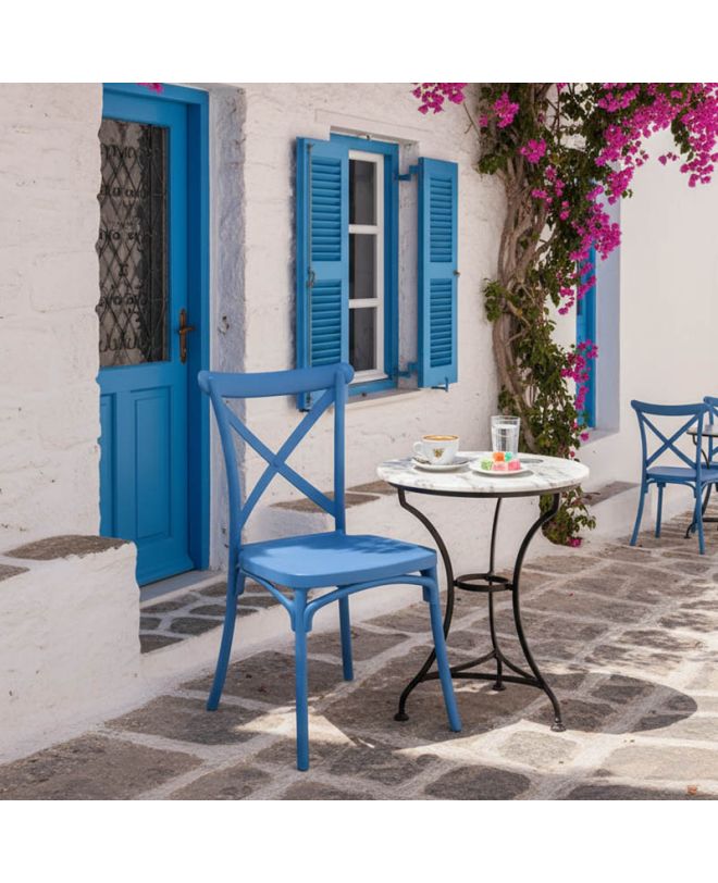 Καρέκλα Crossie στοιβαζόμενη pp σε απόχρωση μπλε 41x46x84εκ