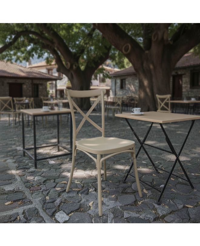 Καρέκλα Crossie στοιβαζόμενη pp σε απόχρωση cappucino 41x46x84εκ