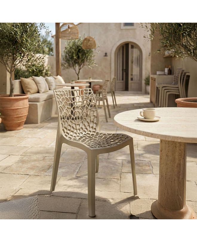 Καρέκλα στοιβαζόμενη Hush pp σε cappuccino απόχρωση 41x53x80.5εκ