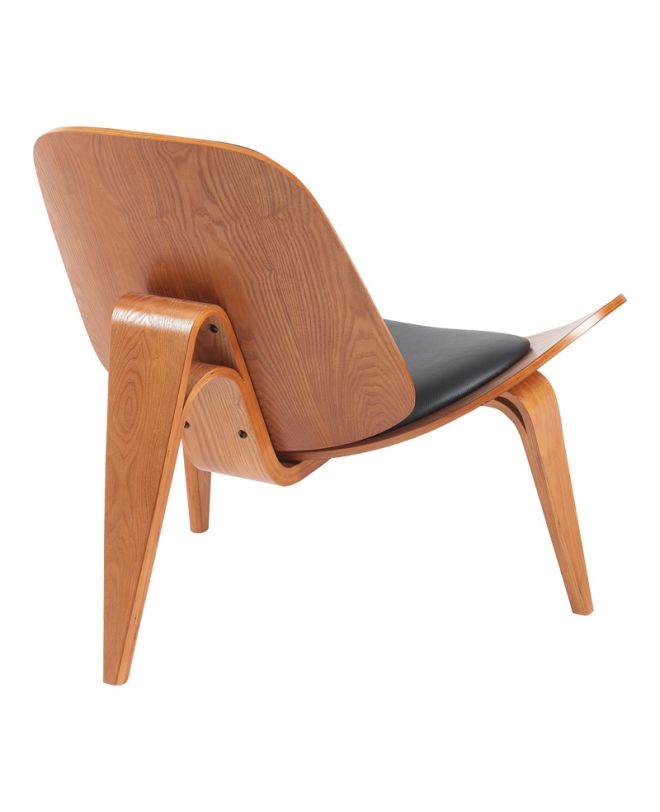 Πολυθρόνα Vilma PU μαύρο- plywood καρυδί 90x76.5x74.5εκ