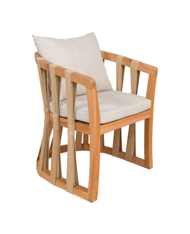 Πολυθρόνα Morani σκελετός teak ξύλο και ύφασμα σε φυσική απόχρωση 58x66x75εκ