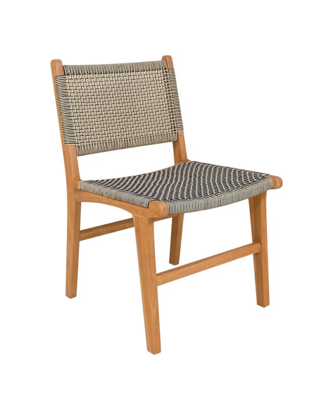 Καρέκλα Darien σκελετός teak ξύλο σε φυσική απόχρωση και κρεμ-μαύρο pe σχοινί 52x62x86εκ