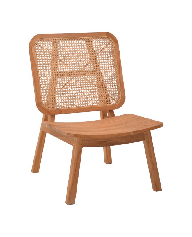 Πολυθρόνα Viborg φυσικό teak ξύλο-φυσικό rattan 60x75x87εκ