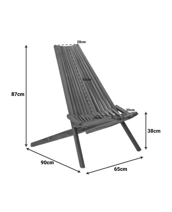 Πολυθρόνα Phoenox πτυσσόμενη φυσικό teak ξύλο 65x90x87εκ