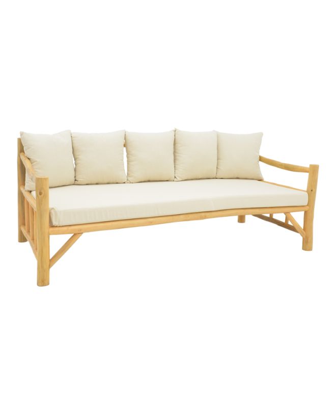 Καναπές Roziana φυσικό teak ξύλο 210x100x80εκ