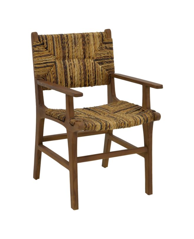 Πολυθρόνα Refane φυσικό teak ξύλο-ψάθα 55x60x85εκ