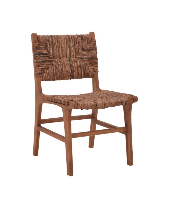 Καρέκλα Refane σκελετός teak ξύλο με ψάθα σε καρυδί απόχρωση 50x58x85εκ