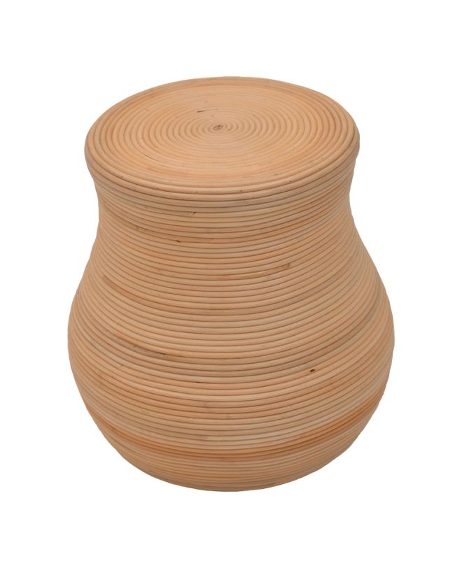 Σκαμπό Bulaten Inart rattan σε φυσική απόχρωση Φ45x45εκ