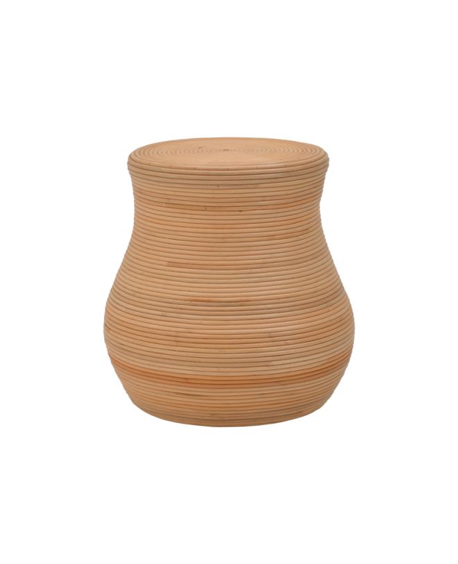 Σκαμπό Bulaten Inart rattan σε φυσική απόχρωση Φ45x45εκ