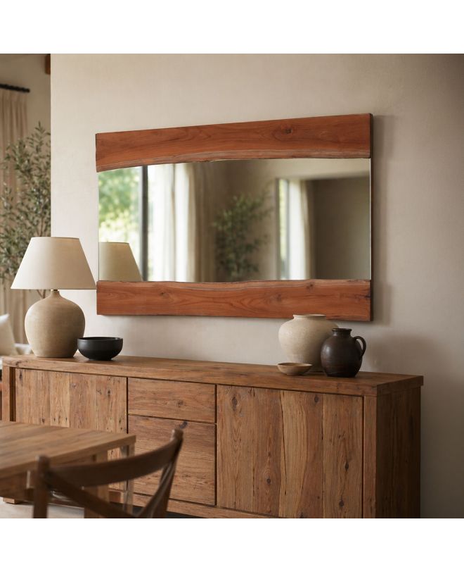 Καθρέπτης Riverine teak ξύλο σε φυσική απόχρωση 120x80x4εκ