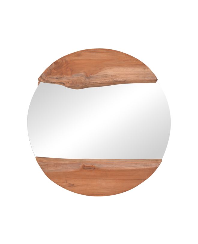 Καθρέπτης Alkmen teak ξύλο σε φυσική απόχρωση Φ60x4εκ