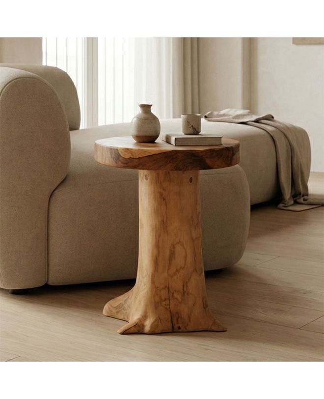 Σκαμπό Feranto teak ξύλο σε φυσική απόχρωση Φ35x45εκ