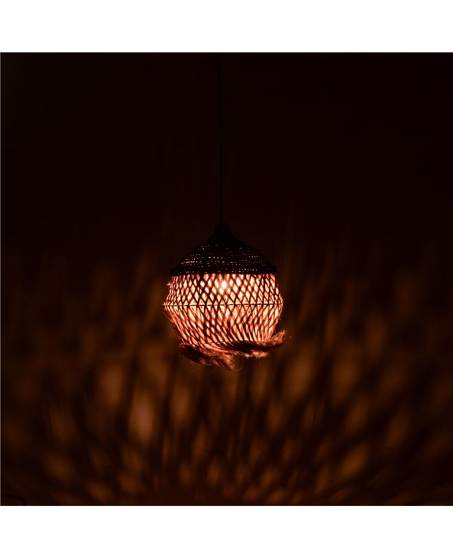 Φωτιστικό οροφής Fiorine Inart abaca σε φυσικό χρώμα Φ35x45εκ