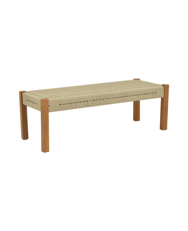 Παγκάκι Uma teak ξύλο και pe σχοινί σε φυσική απόχρωση 120x45x40εκ