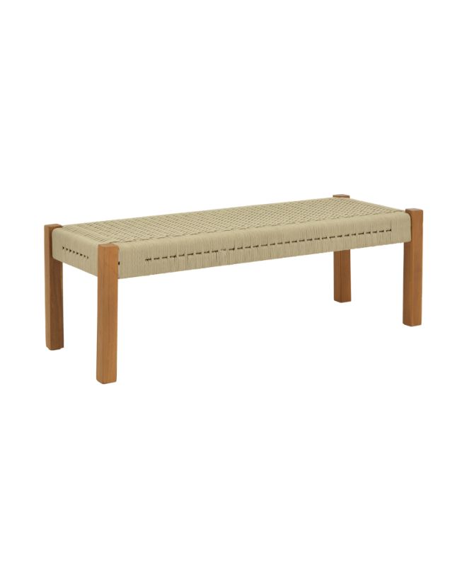Παγκάκι Uma teak ξύλο και pe σχοινί σε φυσική απόχρωση 150x45x40εκ
