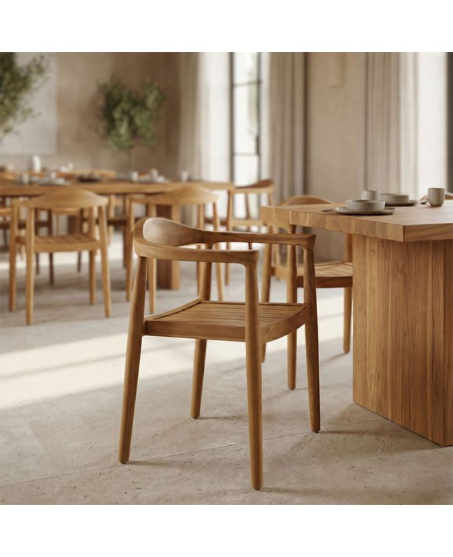 Πολυθρόνα Ganny teak ξύλο σε φυσική απόχρωση 59x56x71εκ