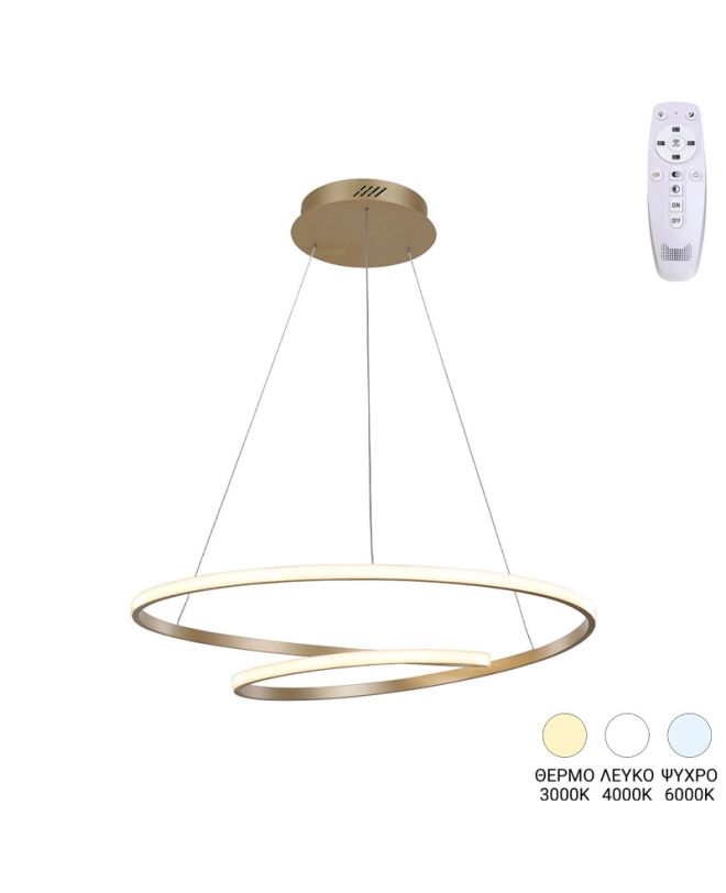 Φωτιστικό οροφής Rexon led μέταλλο χρυσό Φ49x12εκ