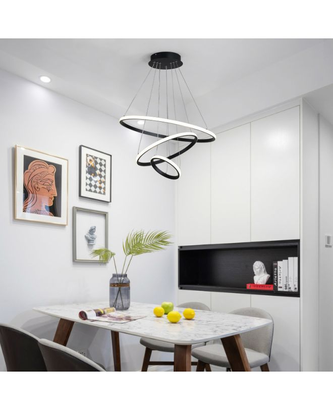 Φωτιστικό οροφής Rings led μέταλλο μαύρο Φ60x100εκ