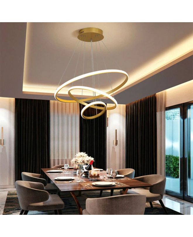 Φωτιστικό οροφής Rings led μέταλλο χρυσό Φ60x100εκ