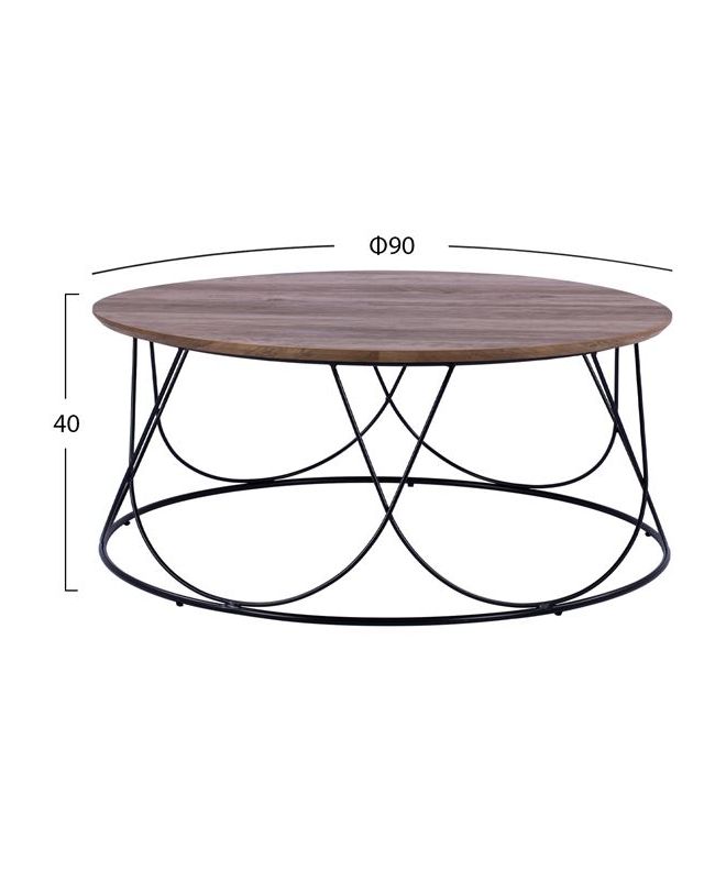 ΤΡΑΠΕΖΑΚΙ ΣΑΛΟΝΙΟΥ ZENA HM8690 MDF TOP ΜΕ ΜΕΤΑΛΛΙΚΟ ΜΑΥΡΟ ΣΚΕΛΕΤΟ Φ90Χ40Υ εκ.