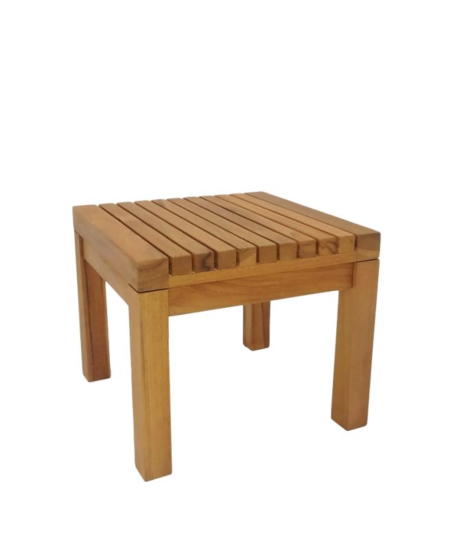 Τραπεζάκι ξαπλώστρας Poly teak ξύλο σε φυσική απόχρωση 35x35x30εκ
