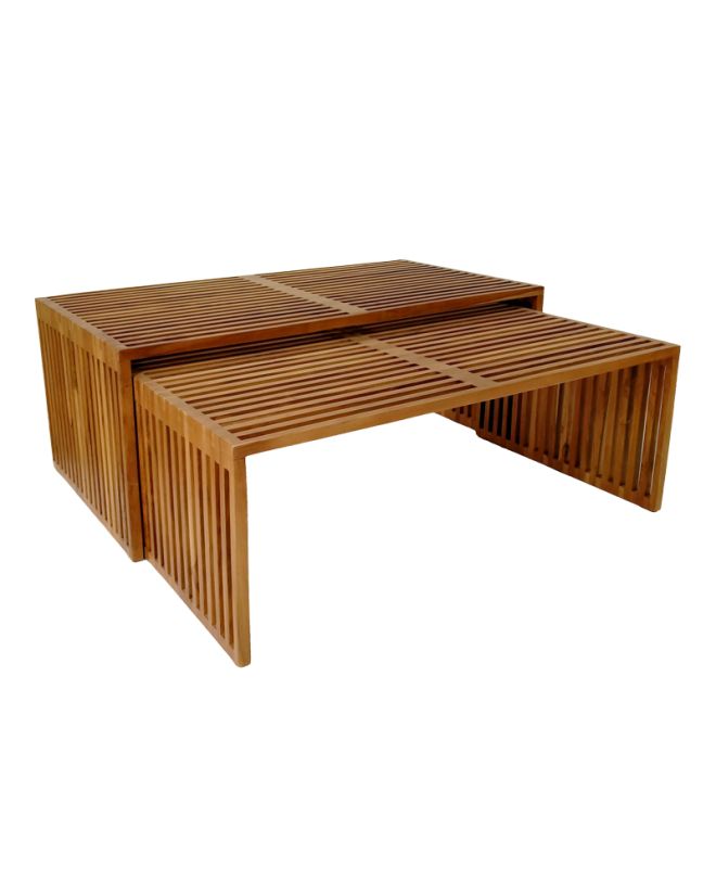 Τραπέζι Tinnie σετ 2τεμ teak ξύλο σε φυσική απόχρωση