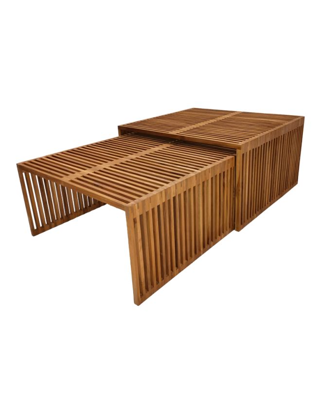 Τραπέζι Tinnie I σετ 2τεμ teak ξύλο σε φυσική απόχρωση