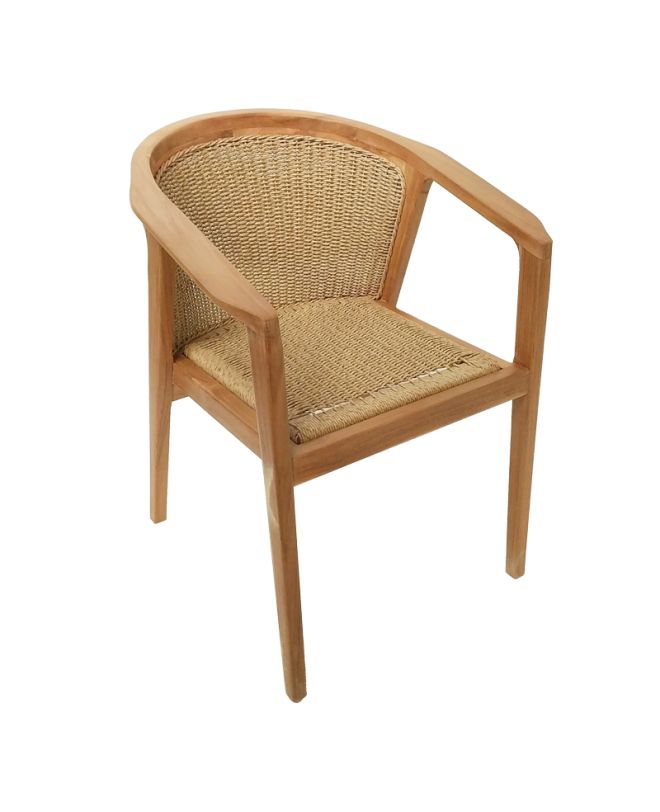 Πολυθρόνα Granny teak wood και συνθετικό σχοινί σε φυσική απόχρωση 60x60x82εκ