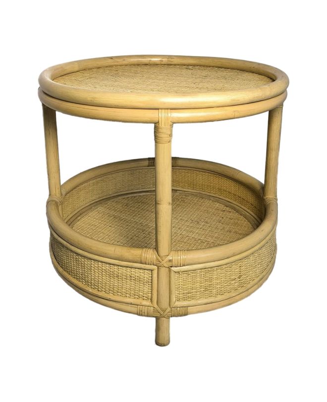 Βοηθητικό τραπέζι Moody pe rattan σε φυσική απόχρωση Φ55x51εκ