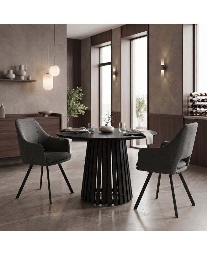 Τραπέζι Kenda I mindi ξύλο μαύρο Φ120x75εκ