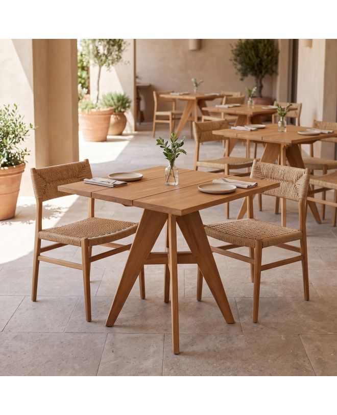 Τραπέζι Cadrada teak ξύλο σε φυσική απόχρωση 70x70x76εκ