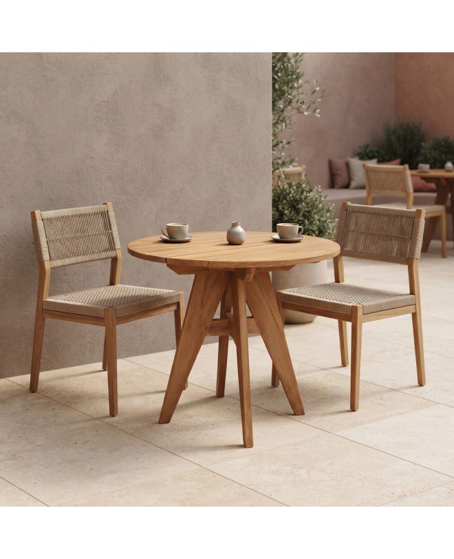 Τραπέζι Cadrada teak ξύλο σε φυσική απόχρωση Φ70x76εκ