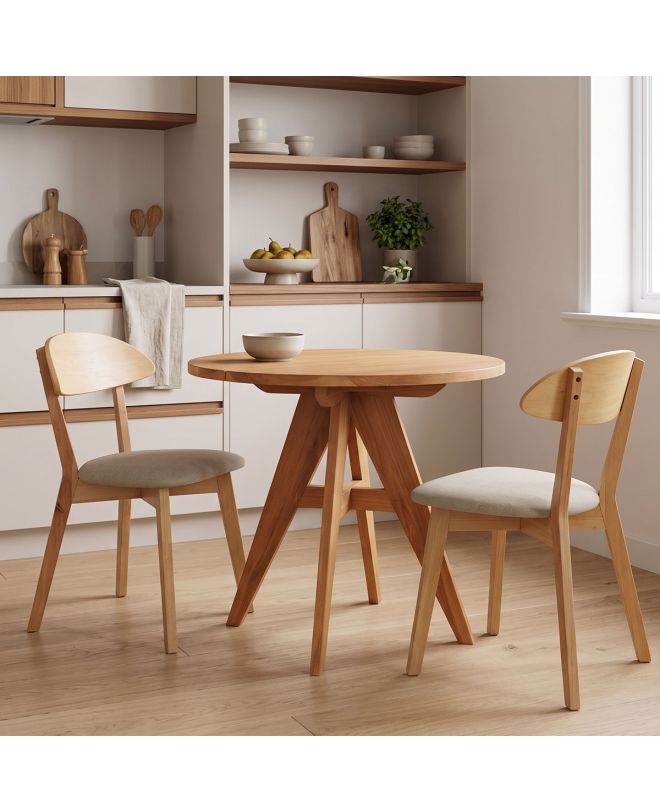 Τραπέζι Cadrada teak ξύλο σε φυσική απόχρωση Φ80x76εκ