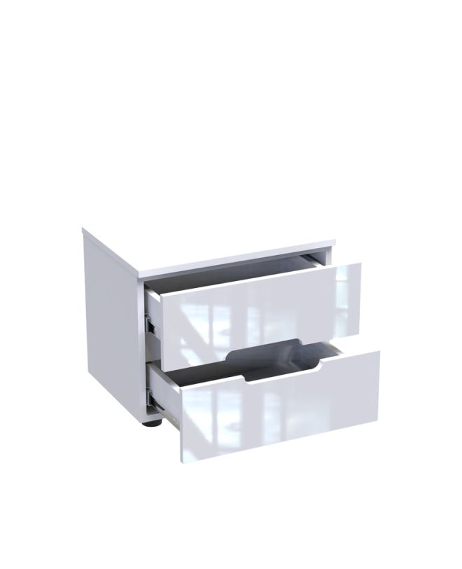 Κομοδίνο Afina mdf σε λευκή glossy απόχρωση 50x35x41εκ