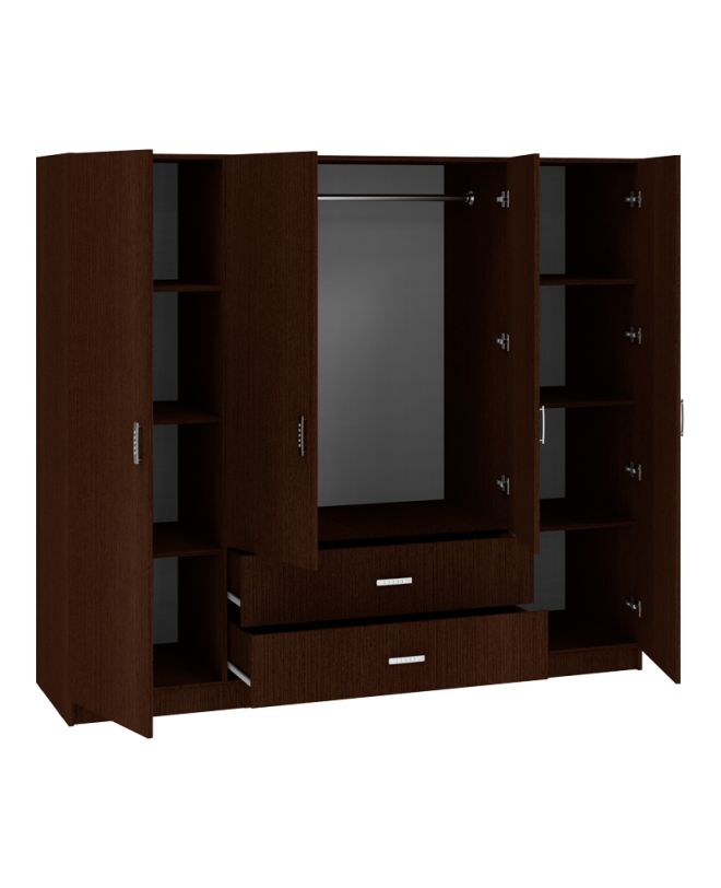 Ντουλάπα τετράφυλλη Royal με συρτάρια wenge 200x58x177εκ