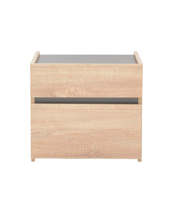 Κομοδίνο Comcie σε φυσικό με γκρι απόχρωση 50x42x45.5εκ