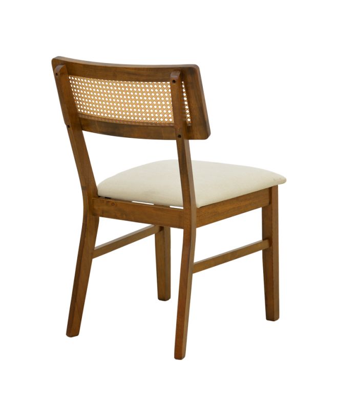 Καρέκλα Raffles καρυδί rubberwood με pe rattan και εκρού ύφασμα 47x48x83.5εκ