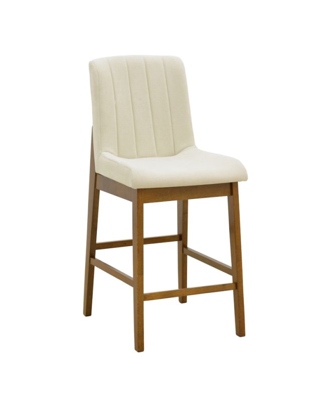 Σκαμπό μπαρ Dalby καρυδί rubberwood και εκρού ύφασμα 50x45x102,5εκ