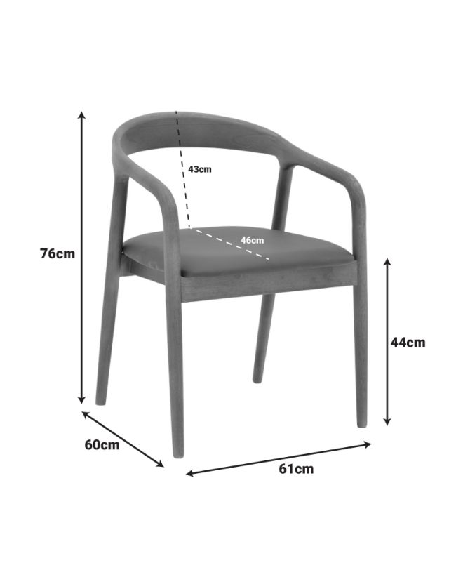 Πολυθρόνα Hogie rubberwood καρυδί- μαύρο pu μαξιλάρι 61x60x76εκ