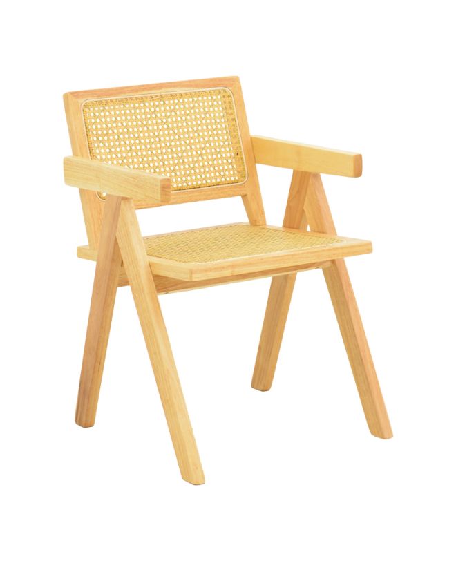 Πολυθρόνα Winslow rubberwood-rattan σε φυσική απόχρωση 51x54x80εκ