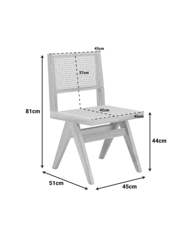 Καρέκλα Winslow rubberwood-rattan σε φυσική απόχρωση 46x58x80εκ