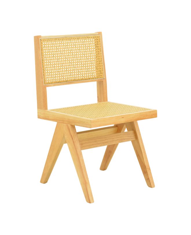 Καρέκλα Winslow rubberwood-rattan σε φυσική απόχρωση 46x58x80εκ