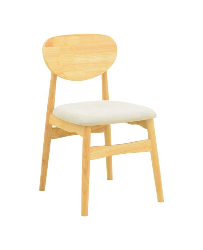 Καρέκλα Cardith rubberwood-plywood σε φυσική απόχρωση-ύφασμα γκρι-μπεζ 48x51x78εκ