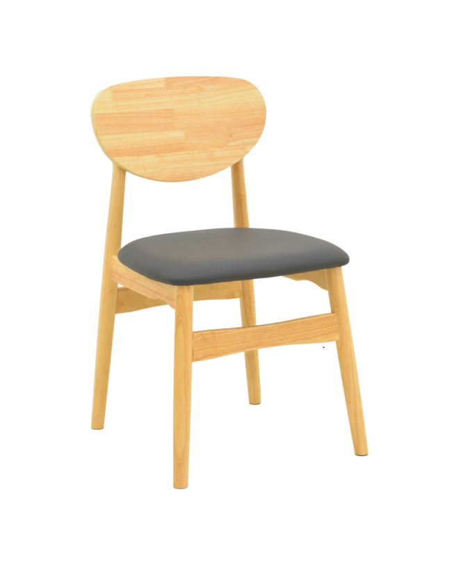 Καρέκλα Cardith rubberwood-plywood σε φυσική απόχρωση-pu μαύρο 48x51x78εκ