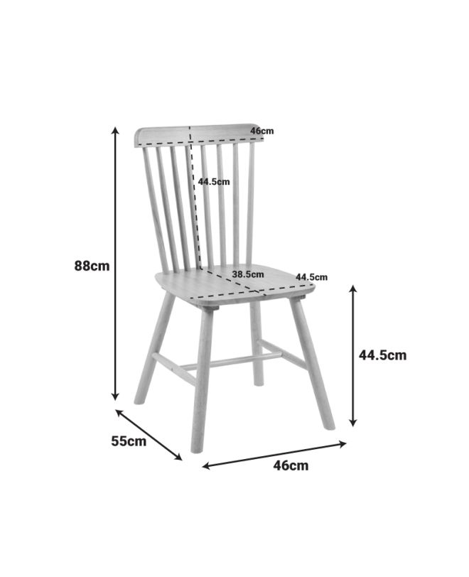 Καρέκλα Bristol rubberwood σε μαύρη απόχρωση 45x51x86εκ