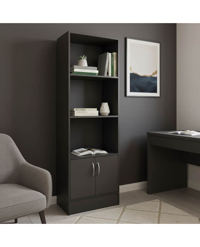 Βιβλιοθήκη Tekaro σε ανθρακί απόχρωση 57x33x180εκ