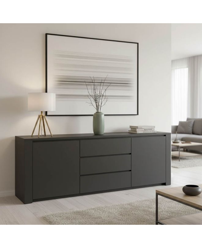 Μπουφές Kalya σε ανθρακί απόχρωση 220x49x89.5εκ